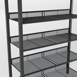 Industrial Shoe Rack with 4 Mesh Shelves