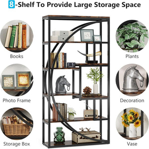 5 Tier Etagere Bookshelf With 8 Open Shelves Organizer For Living Room