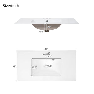 Bathroom Vanity With Sink, Soft Close Doors, Adjustable Shelf & 3 Drawers