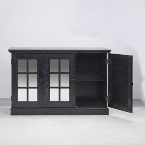 Storage Cabinet With 3 Mirrored Acrylic Doors, Adjustable Shelves