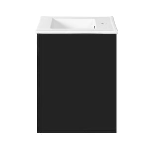 Modern Wall Mounted Bathroom Cabinet With Side Shelf And Ceramic Sink