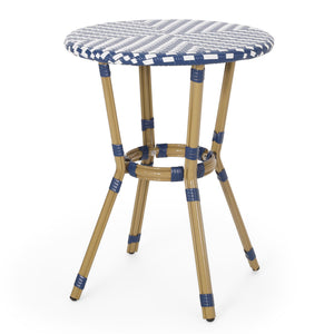French Bistro Table Outdoor Elegance - White / Blue