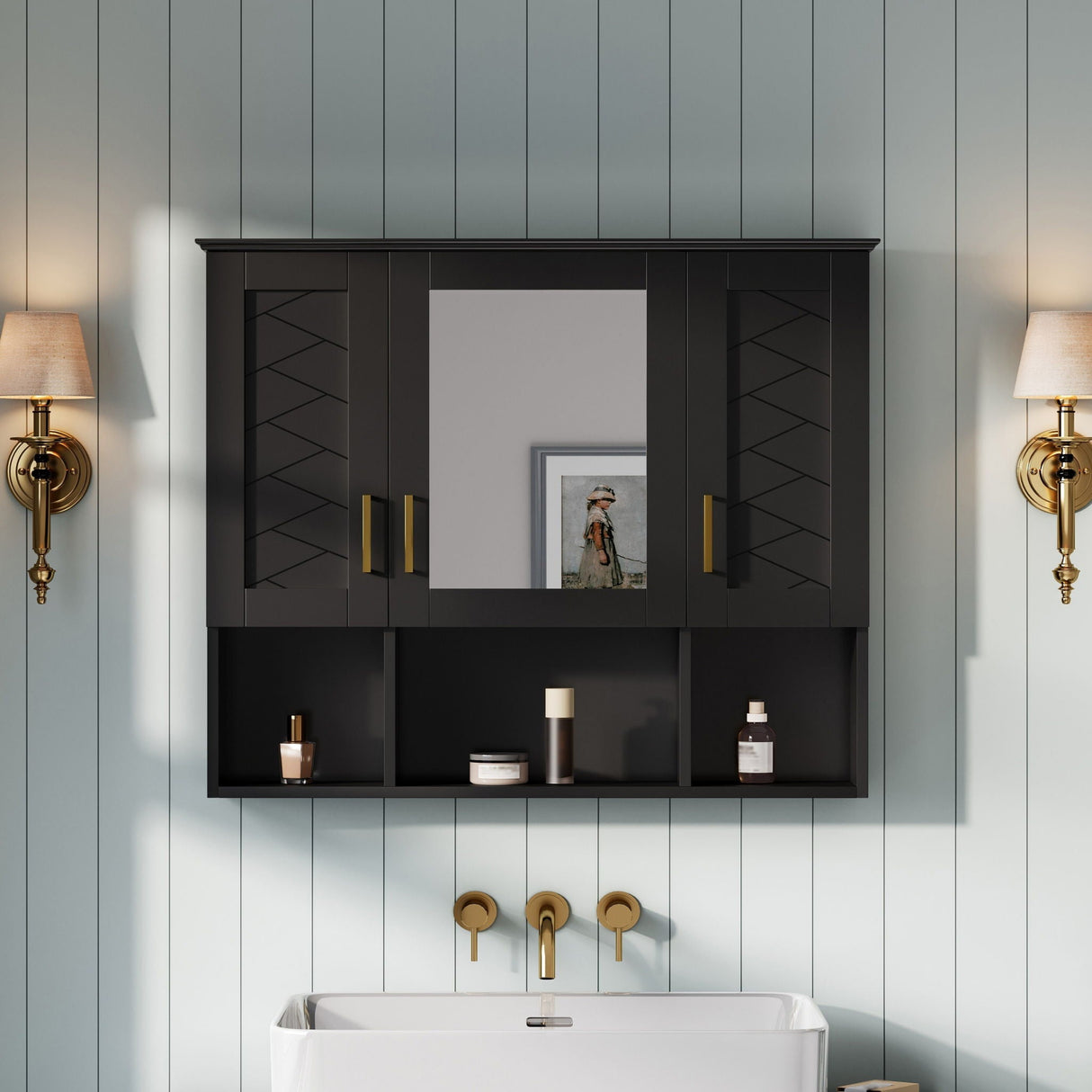 Modern Wall Mounted Medicine Cabinet with Adjustable Shelves and Soft Close Doors