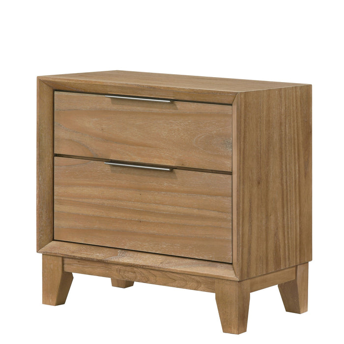 Natural Wood Accent Nightstand with Two Drawers