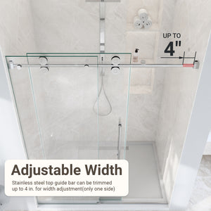 56-60"W x 72"H Frameless Single Sliding Shower Door