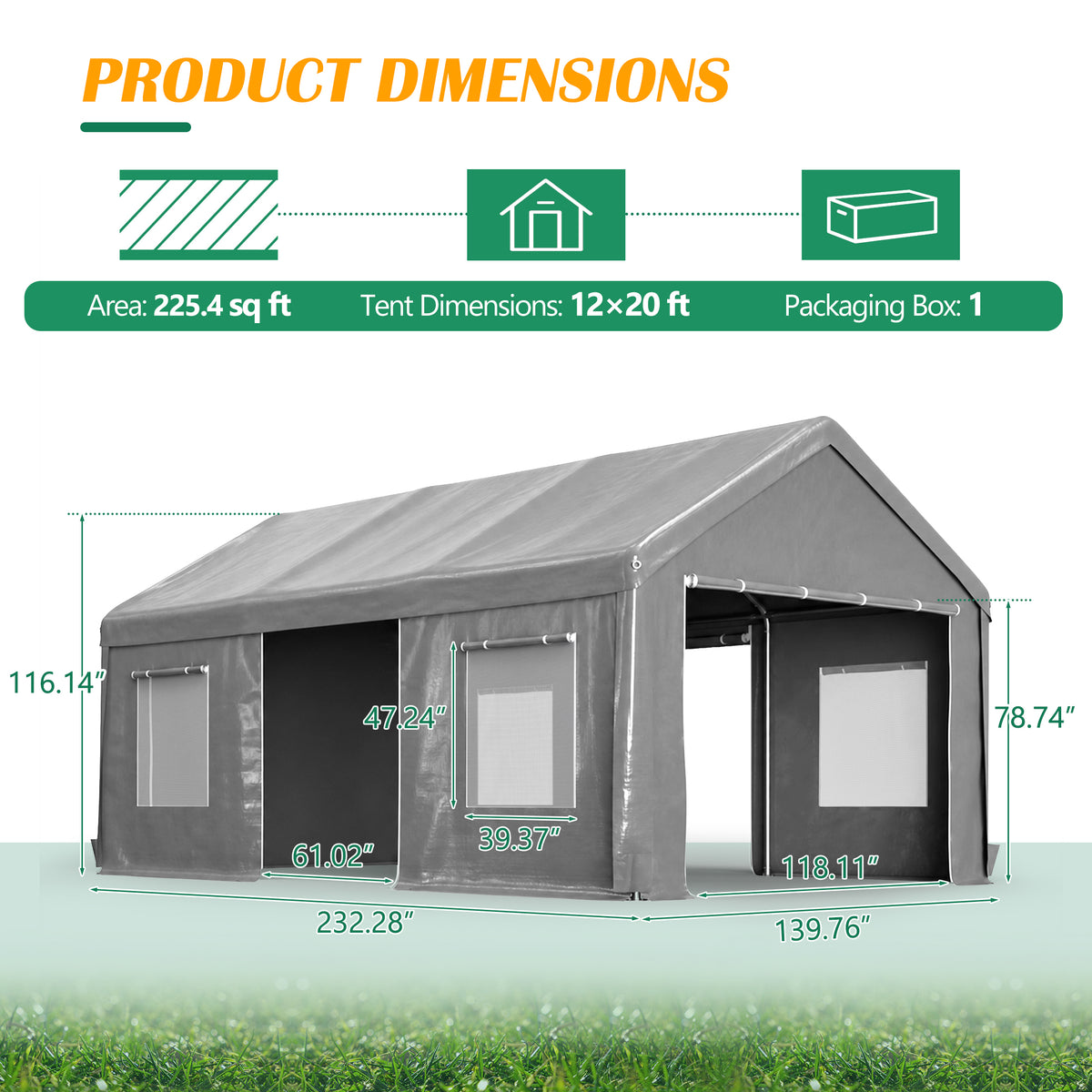 12x20 FT Heavy Duty Carport Canopy
