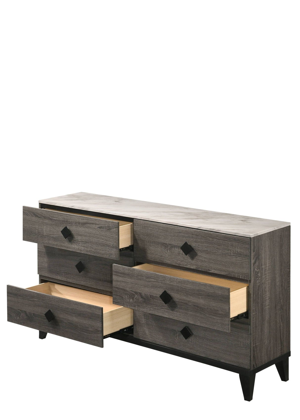 Avantika - Faux Marble Top Rustic Dresser - Gray / Marble / Oak - Best Buy Furniture