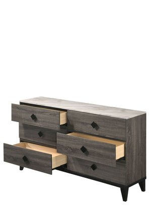Avantika - Faux Marble Top Rustic Dresser - Gray / Marble / Oak - Best Buy Furniture