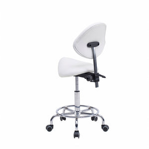 Saddle Stool Chair with Backrest - White