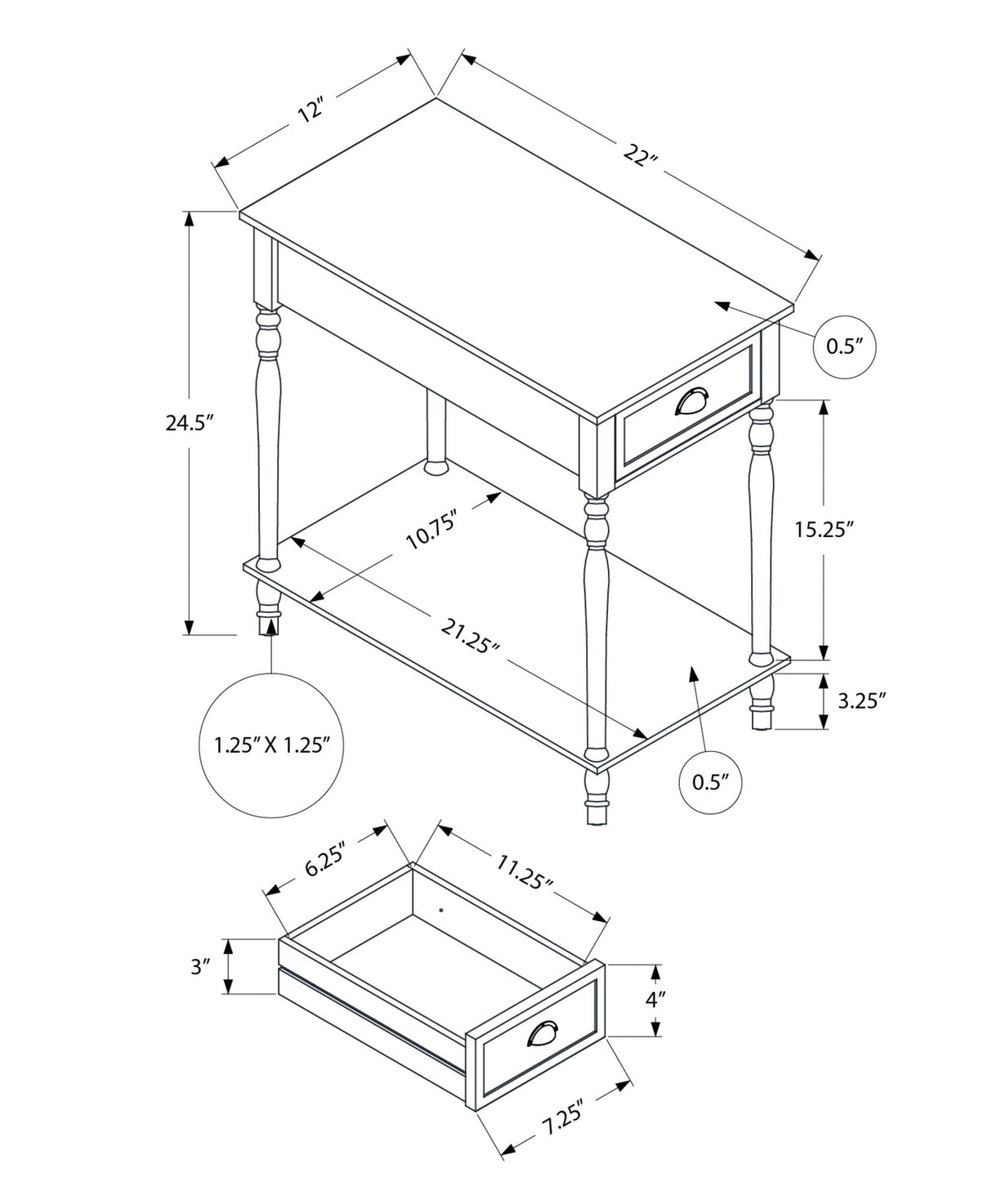 Accent Side Table, 2 Tier, Storage Drawer, Stylish Traditional Design - Best Buy Furniture