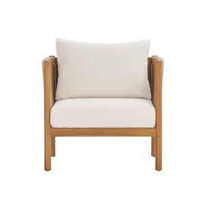 Outdoor Club Chair Set of 2 with Acacia Wood Frame in Teak Look