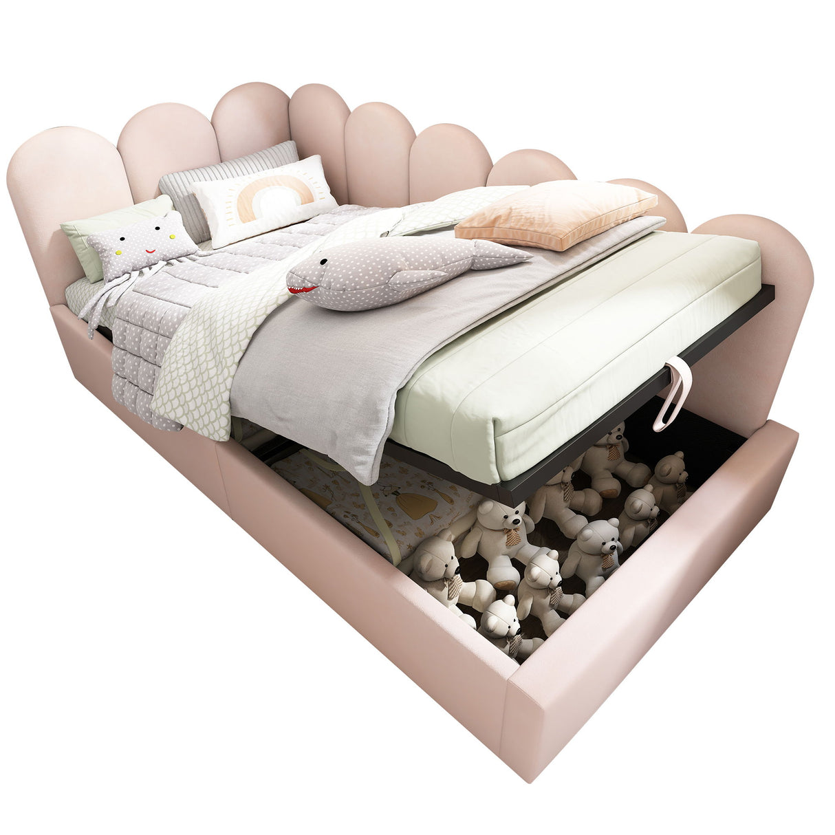 Upholstered Daybed With Metal Slatted Base