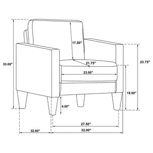 Weld 3 Piece Upholstered Track Arm Sofa Set - Black
