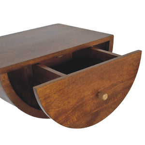 Solid Wood Chestnut Crescent Floating Nightstand