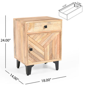 Solid Wood Vintage Nightstand With Handcrafted Detailing - Natural - Best Buy Furniture
