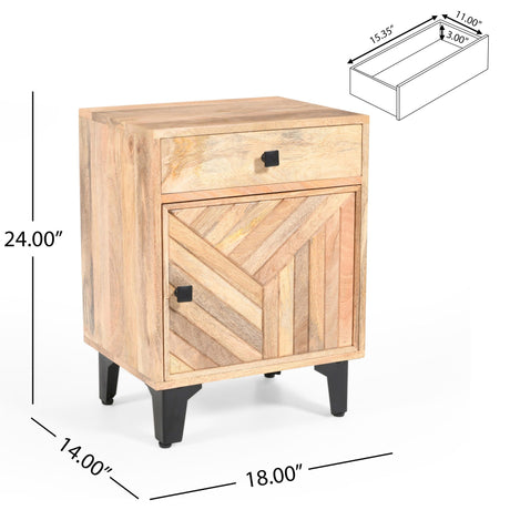Solid Wood Vintage Nightstand With Handcrafted Detailing - Natural - Best Buy Furniture
