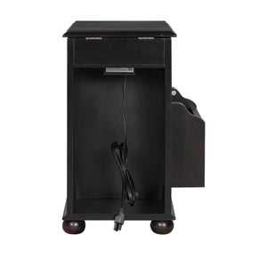 Vintage Flip Top Side Table With USB Ports