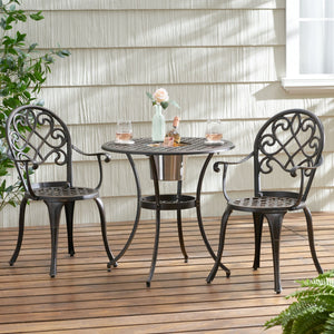 3 Piece Outdoor Aluminium Cast Bistro Set With Ice Bucket - Copper - Best Buy Furniture