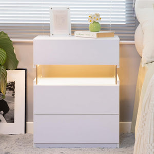LED Nightstands with 3 Drawers