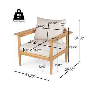 Terassi - Outdoor Lounge Chair (Set of 2) With Cushions - Beige / Light Teak