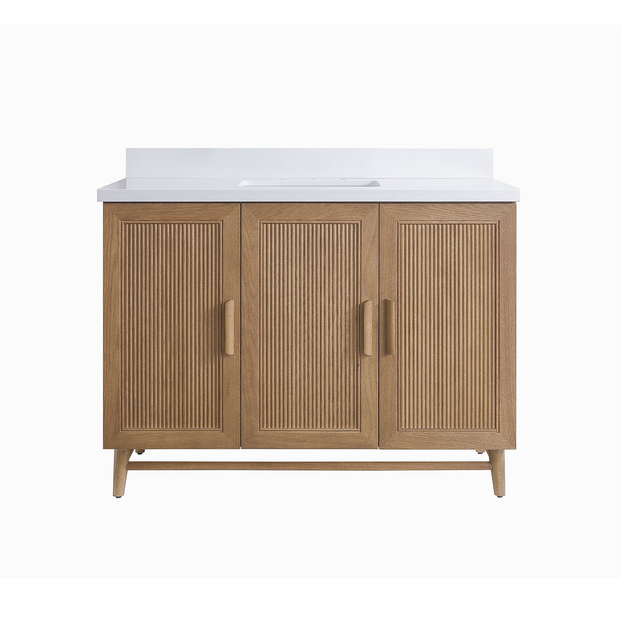Fully Assembled 48" Freestanding Single Sink Light Coffee Bathroom Vanity