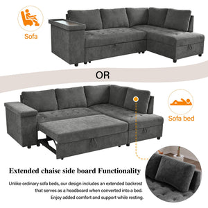 L Shaped Couch With Pull Out Bed And Storage Sectional Sleeper Sofa With Hidden Storage, Wide Armrest With Storage, For Living Room, Apartment, Bedroom, Office - Best Buy Furniture
