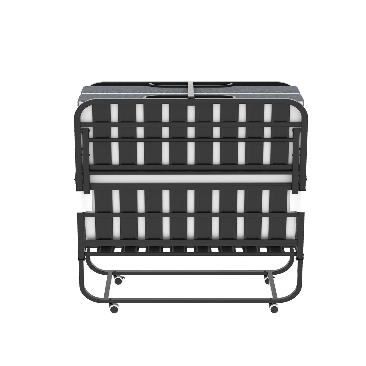 Twin Wide Folding Bed For Tall People, Extra Long & Wide Rollaway With Memory Foam, Heavy-Duty - Black