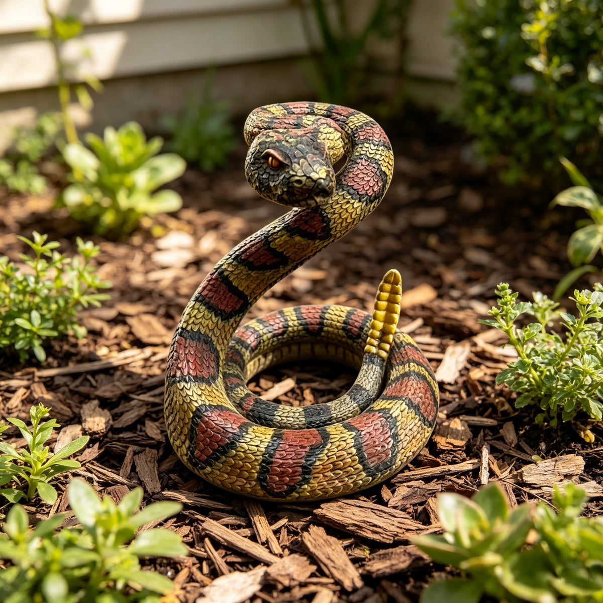 10'' Western Diamondback Rattlesnake Statue