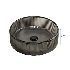 Sonny 14'' Bathroom Round Crystal Glass Sink without Faucet
