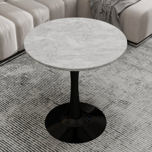 27.6-Inch Round Faux Marble Dining Table