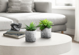 6" Tall, Artificial Plant, Succulent, Indoor, Faux, Fake, Table, Greenery, Potted, Decorative (Set of 2) - Green / Gray - Best Buy Furniture