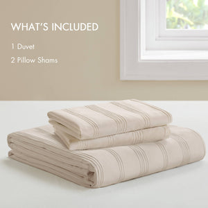 Striped Full Woven Duvet Set with 2 Pillow Shams - Full Size