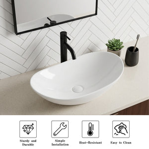 White Oval Ceramic Vessel Sink