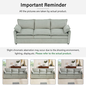 Modern Sofa Set With Double Layer Cushion And Side Storage Pockets