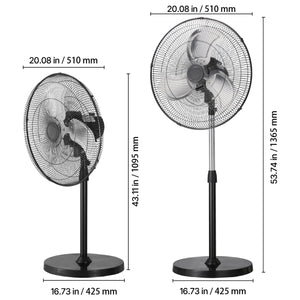18" Industrial Pedestal Fan 3-Speed Oscillating Fan with Adjustable Height
