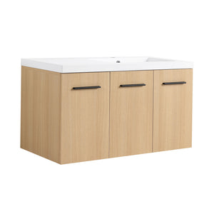 Wall Mounted Floating Bathroom Vanity With Sink, 3 Door Modular Cabinet