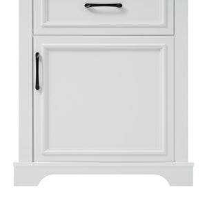 Freestanding Bathroom Vanity Tall With Damping Hinge Doors, Adjustable Shelves - White