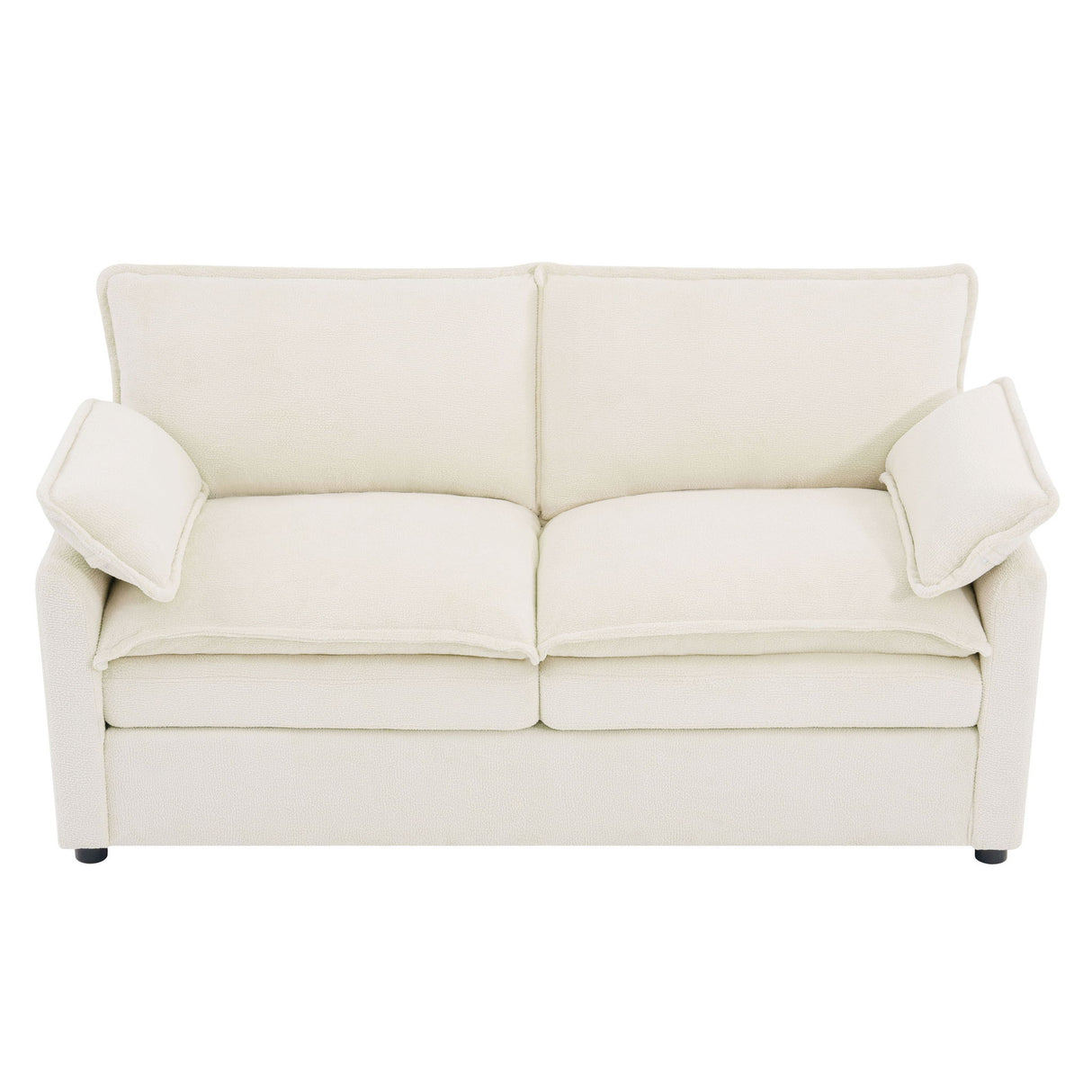 Modern Loveseat Sofa, Upholstered Couch With Side Storage Pockets
