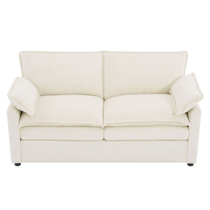 Modern Loveseat Sofa, Upholstered Couch With Side Storage Pockets