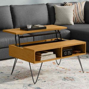 Hunter - Lift Top Coffee With Hidden Storage - Oak