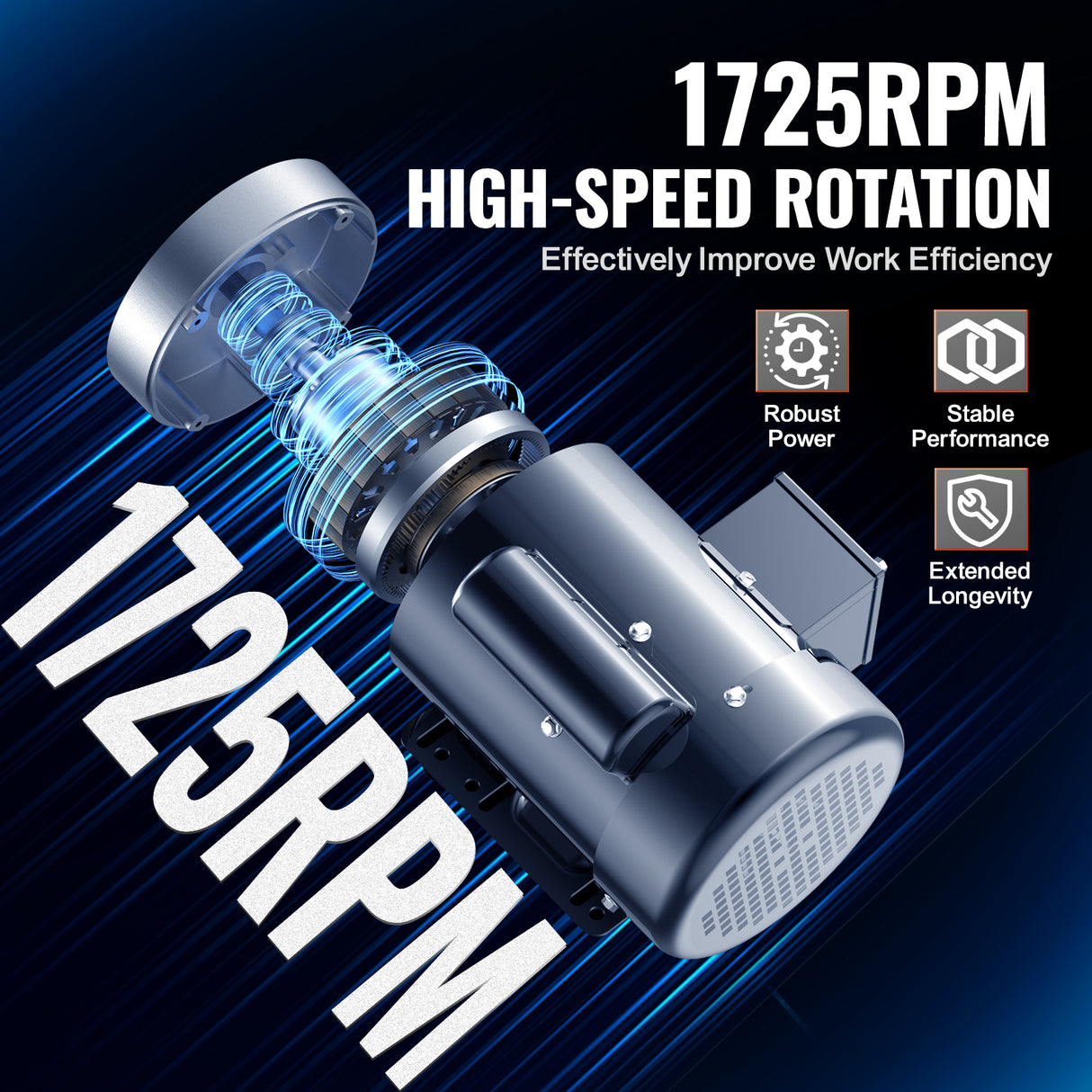 0.75HP Electric Motor 1725 RPM AC 115V/230V 56C Frame