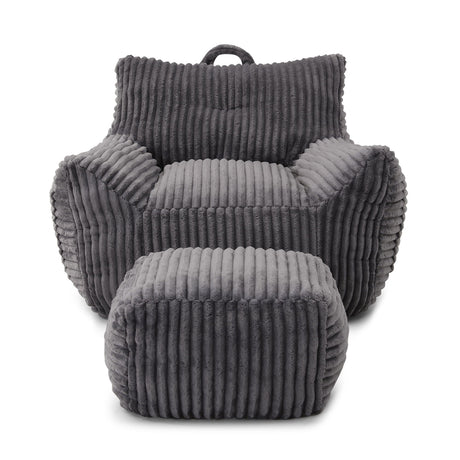 Giant Bean Bag Chair With Armrests And Footstool
