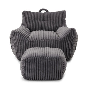 Giant Bean Bag Chair With Armrests And Footstool
