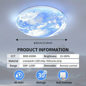 Modern LED Flush Ceiling Light Earth Globe 3CCT Daylight White Smart Control