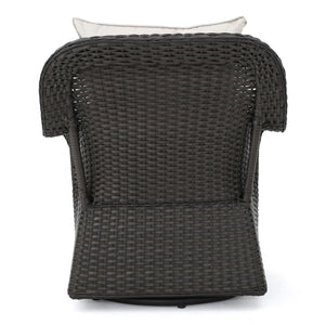 Amaya - Outdoor Swivel Rocker Chair With Water Resistant Cushions - Brown / Beige