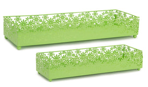 Metal-cut-out-daisy-tray-planter-(set-of-2)-Pots-&-Planters