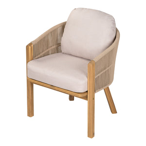 Grotta - Outdoor Dining Arm Chair (Set of 2) - Teak / Beige