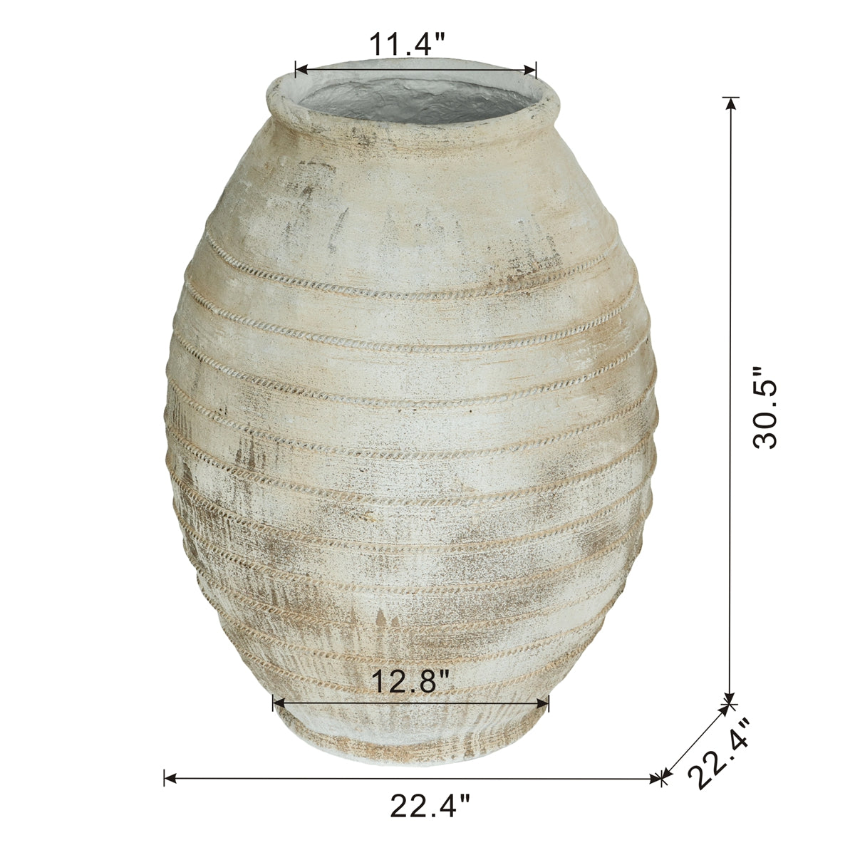 22.4x22.4x30.5" Large Magnesium Flower Pot with Weathered Finish