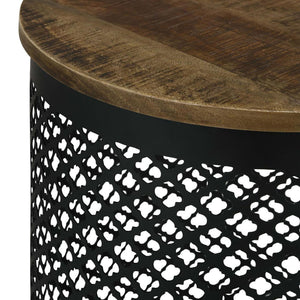 Drum Base Accent Table - Brown
