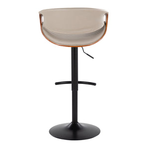 Symphony - Mid Century Modern Adjustable Barstool With Swivel With Rounded T Footrest (Set of 2)